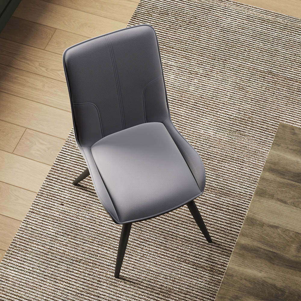 Living and Home Set of 2 Grey Velvet Dining Chair Image 8