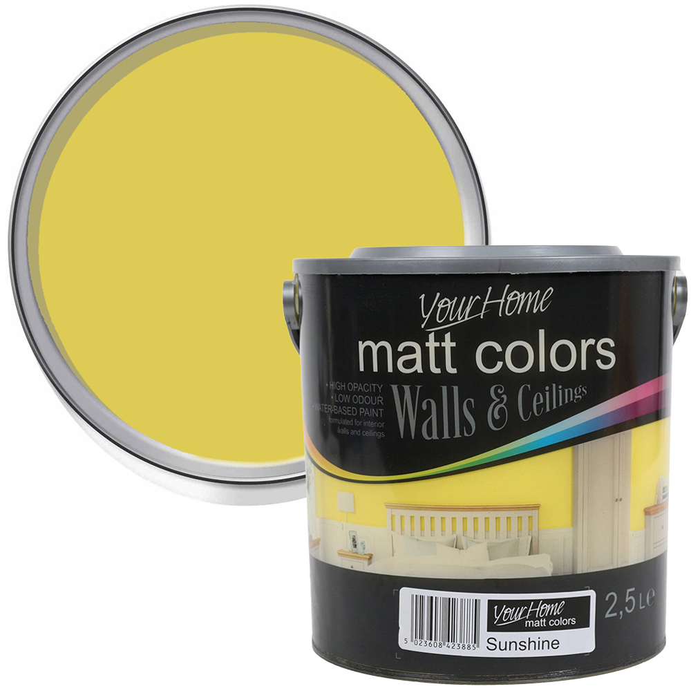 Your Home Walls & Ceilings Sunshine Matt Emulsion Paint 2.5L Image 1