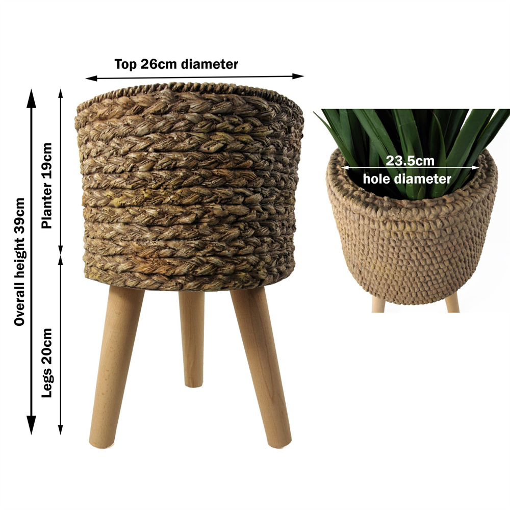 Leaf Woven Effect Fibreglass Composite Indoor Planter with Legs 39 x 26cm Image 4
