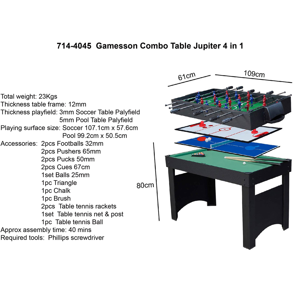 Gamesson Jupiter 4 in 1 4ft Multi Game Table Image 9