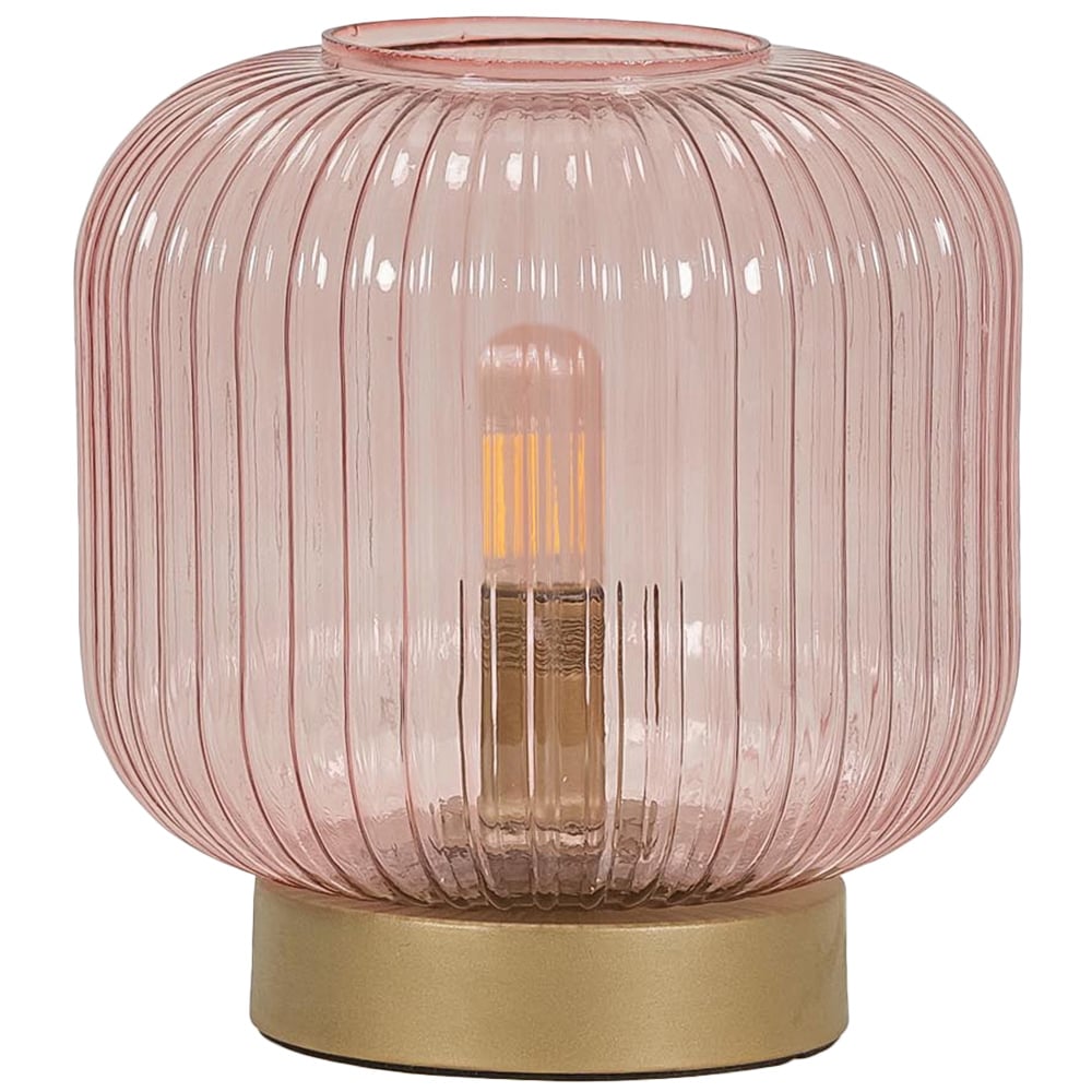 ValueLights Monroe Pink Glass Table Lamp Image 1
