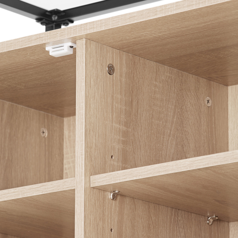 tectake Light Wood Oak Sonoma Glass Tabletop Coventry Sideboard Image 6