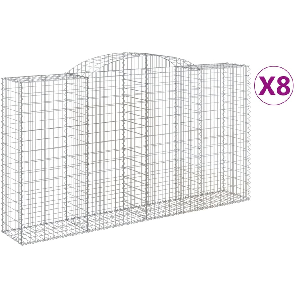 vidaXL Silver Galvanised Iron Gabion Basket 300 x 50 x 160/180cm 8 Pack Image 4