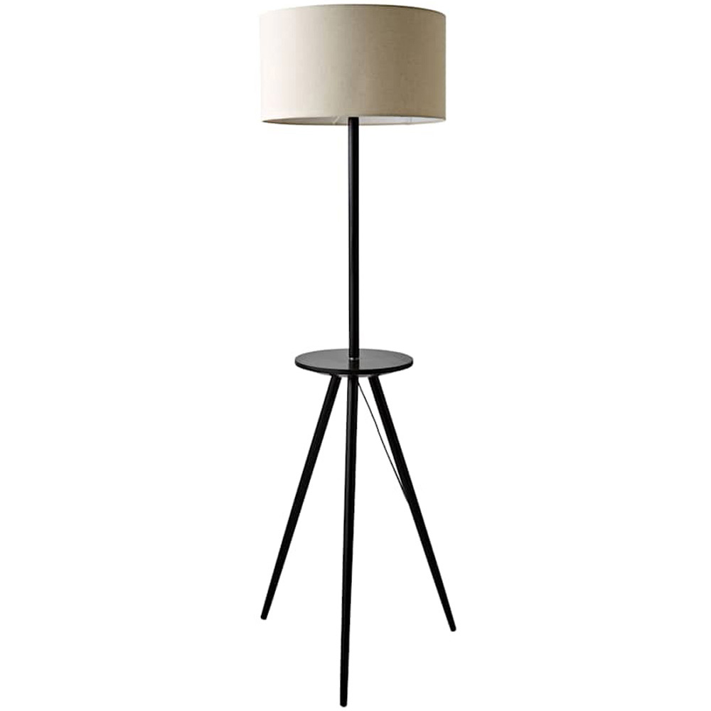 ValueLights Desmond Side Table Black Wood Tripod LED Floor Lamp with Bulb Image 1
