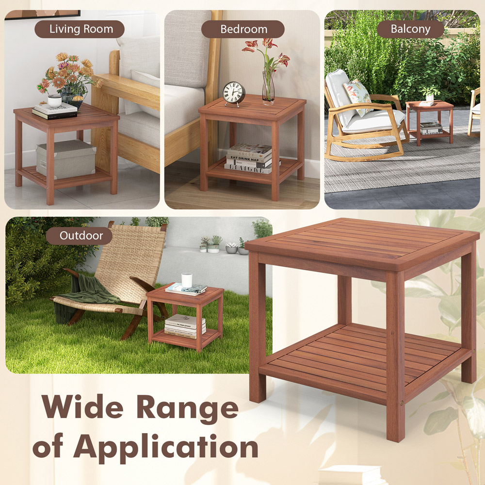 Costway Single Shelf Slatted Top Side Table Image 7