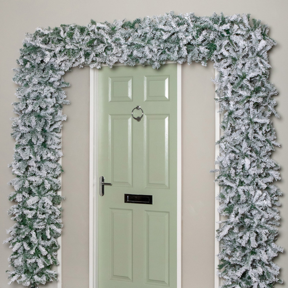 Samuel Alexander Double Door Snow Flocked Christmas Tree Flat Top Arch with 2000 Tips 8ft Image 6