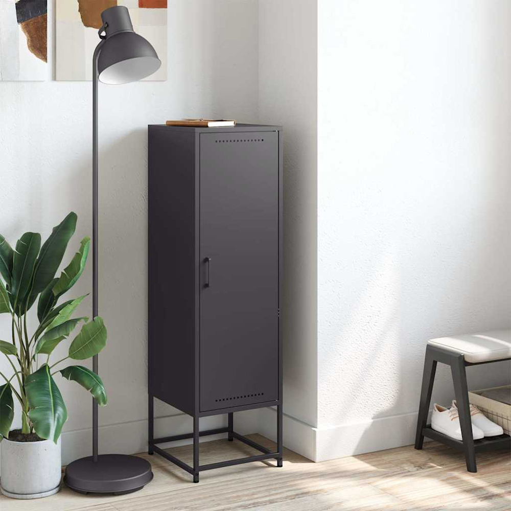 vidaXL Single Door Black Steel Highboard Image 9