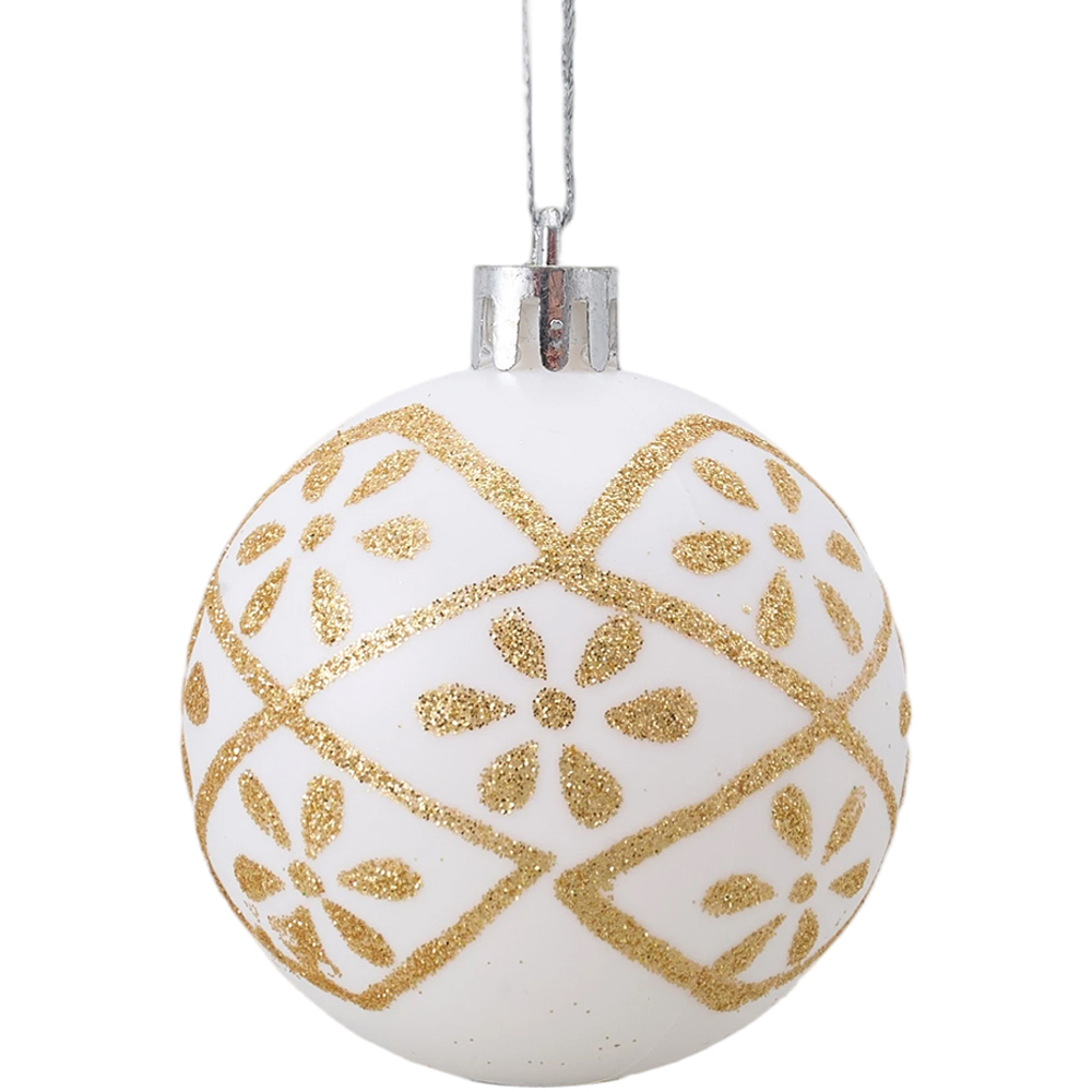 Living and Home White and Gold Christmas Tree Decoration Ornaments 40 Pack Image 3