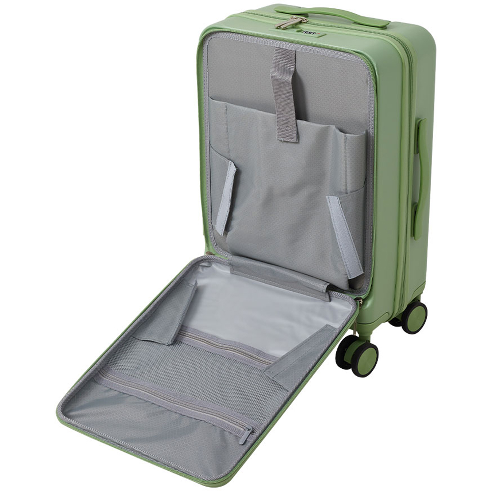 H&O Direct 20 inch Green Carry On Front Open Luggage Suitcase Image 4