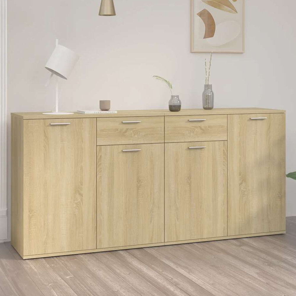 vidaXL 4 Door 2 Drawer Sonoma Oak Sideboard Image 1