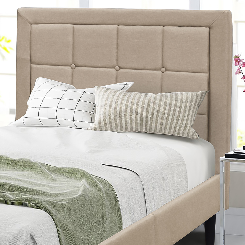 Brooklyn Single Stone Buttoned Headboard Bed Frame Image 2