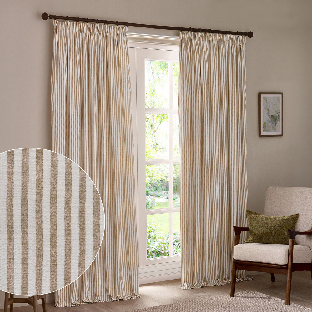 Yard Hebden Natural Cotton Blackout Pencil Pleat Curtains 117 x 137cm Image 2