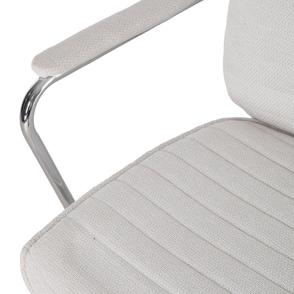 Living and Home White Chenille Swivel and Adjustable High Back Retro Office Chair Image 7
