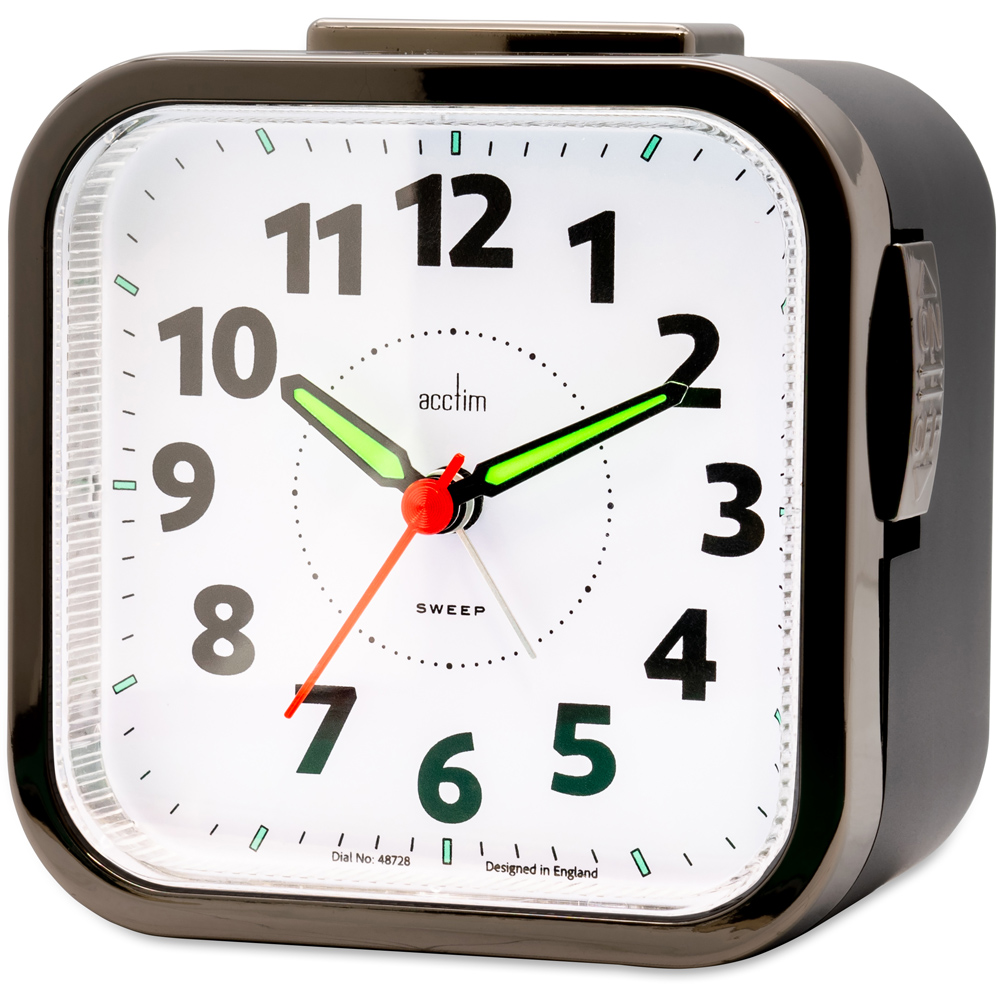 Acctim Otis Titanium Non-Ticking Sweep Bell Alarm Clock 10cm Image 3
