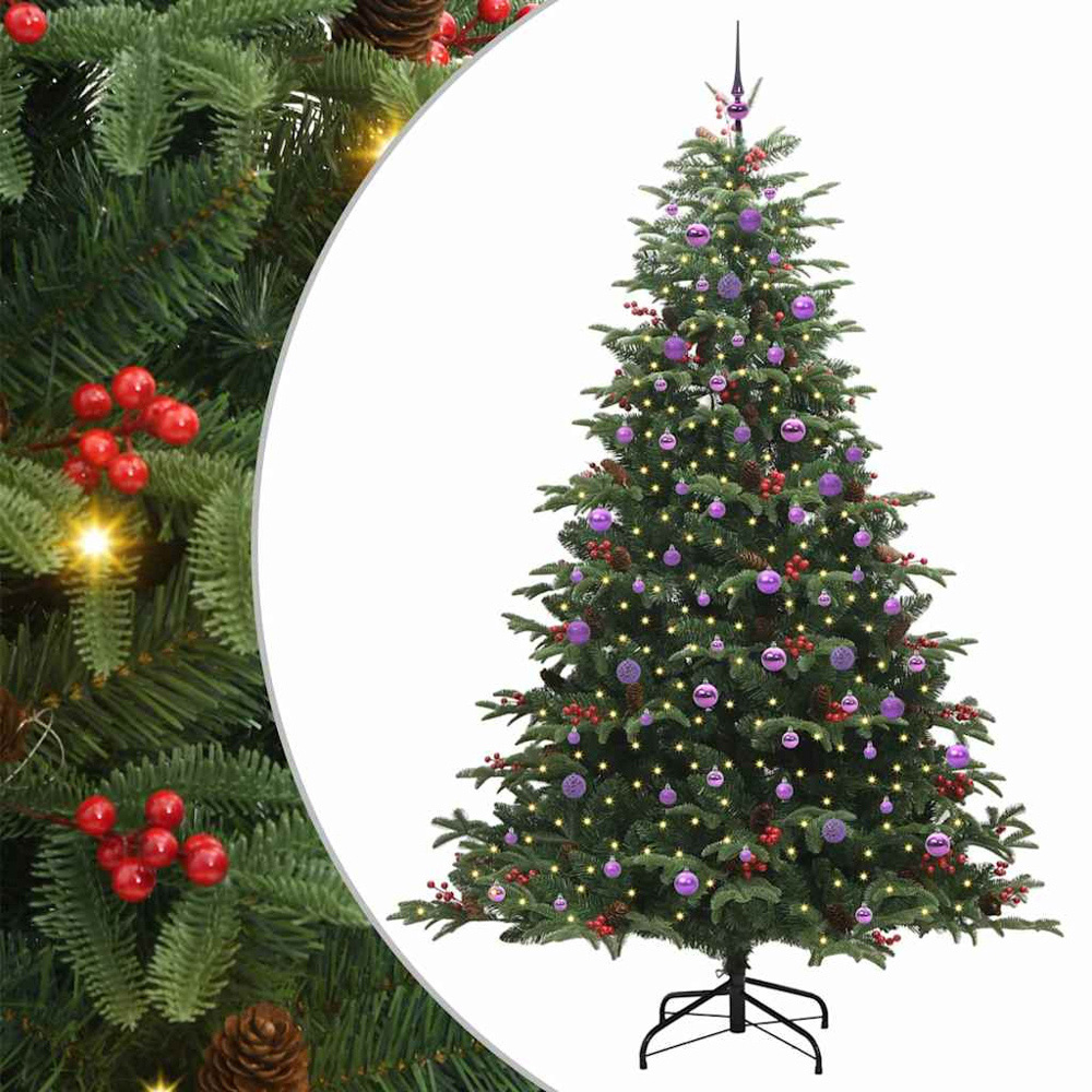 vidaXL Pre-Lit Warm White LED and Lilac Baubles Green Artificial Christmas Tree with Stand 8ft Image 7