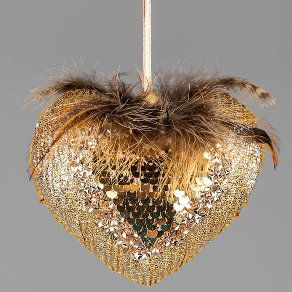 Shatchi Gold Heart Hanging Christmas Decoration Image 2