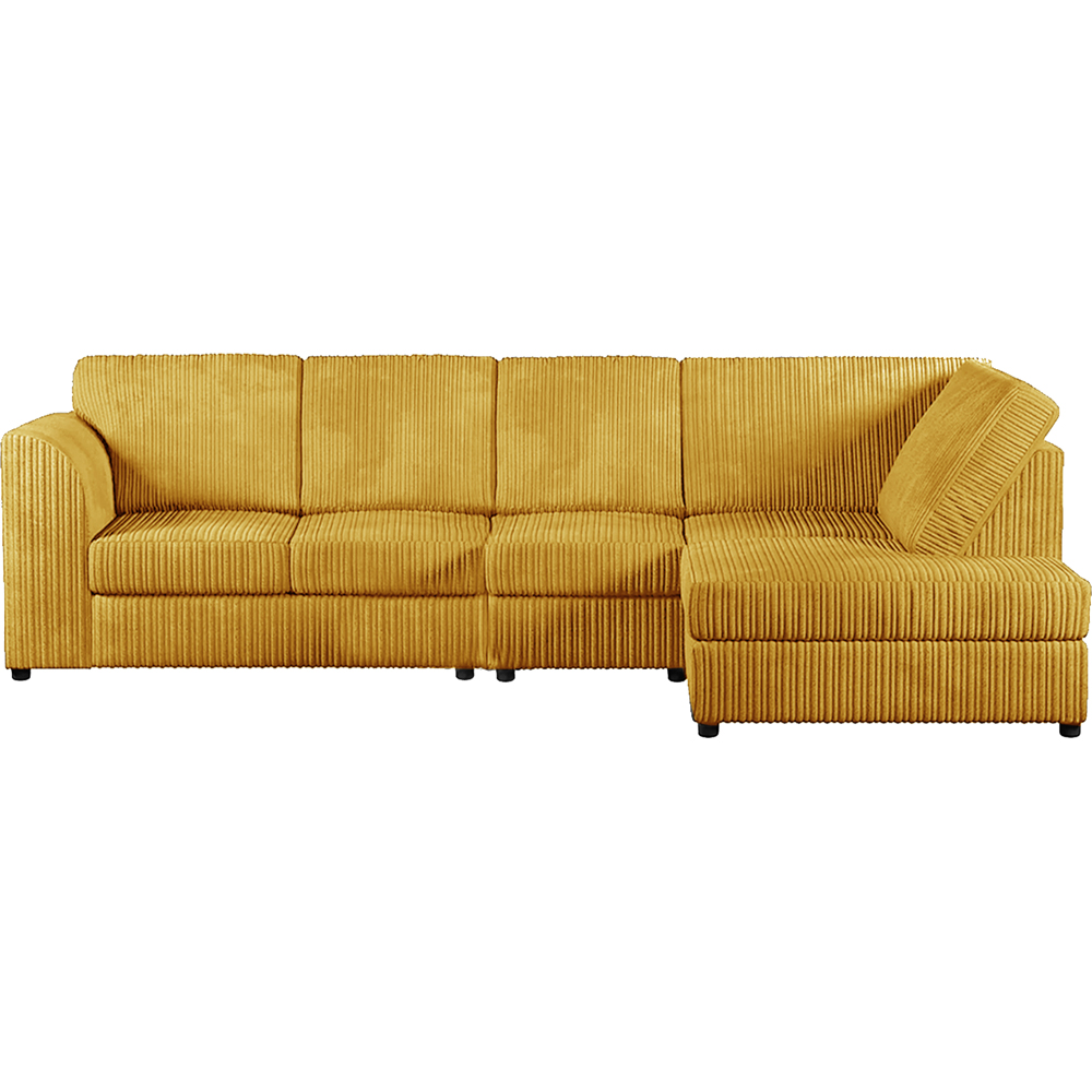 Luxor 4 Seater Mustard Jumbo Cord Right Hand Facing Full Back L Shaped Corner Sofa Set Image 2