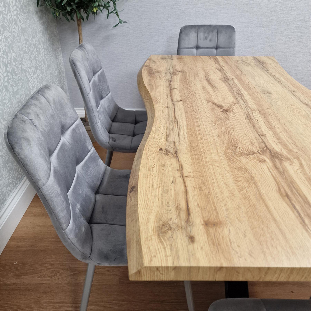Kosy Koala 6 Seater Velvet Wooden Rectangle Dining Set Grey Image 8