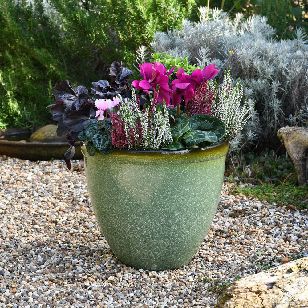 Garden Gear Sage Green Bell Glazed Planter 39.5cm 2 Pack Image 2