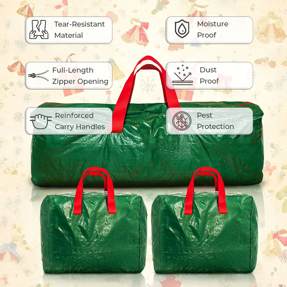 Neo 3 Piece Tree Light and Decoration Secure Seasonal Storage Bag Set Image 5