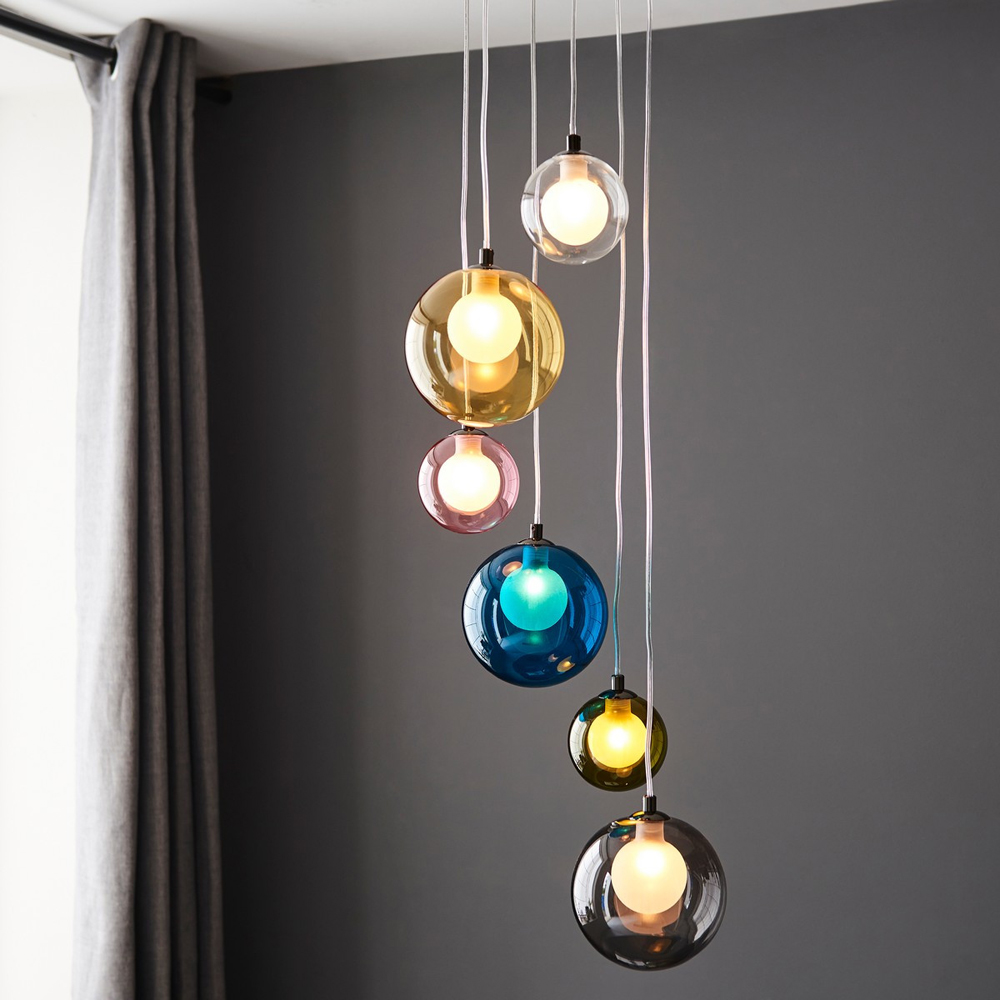 Merano Cagliari Multicoloured Glass Black Chrome Plate Pendant Light Image 6