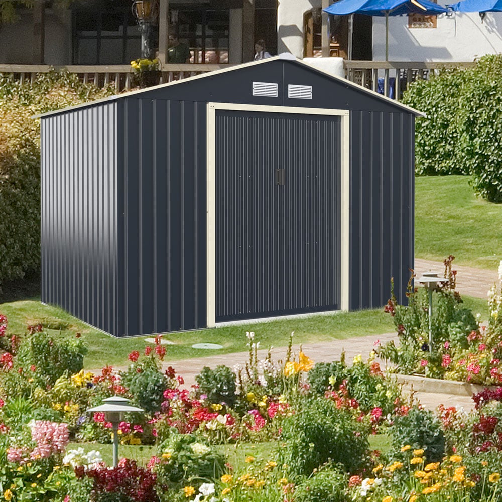 Costway 8.8 x 6ft Outdoor Storage Shed with 4 Vents and Double Sliding Door Image 2