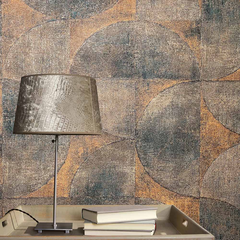 Galerie Perfecto 2 Rustic Circle Bronze and Brown Wallpaper Image 2