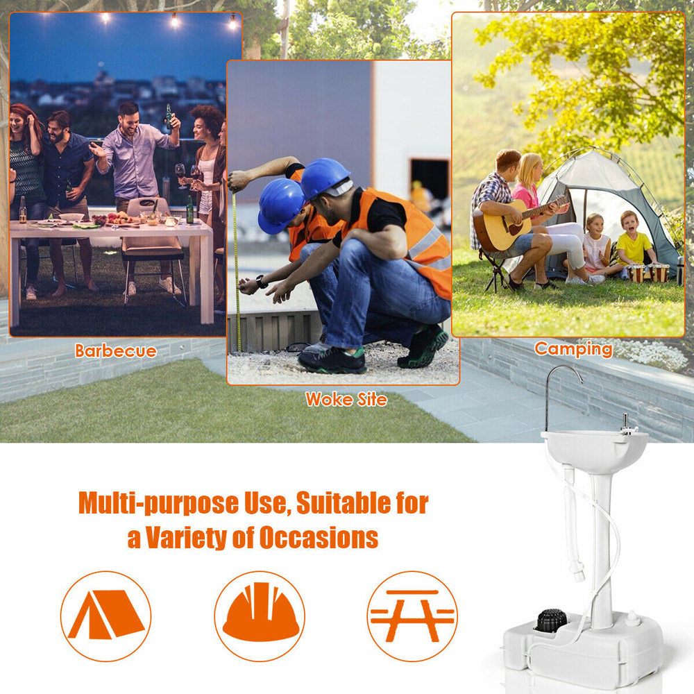 Costway Portable Rolling Camping Sink with Towel Holder Image 3