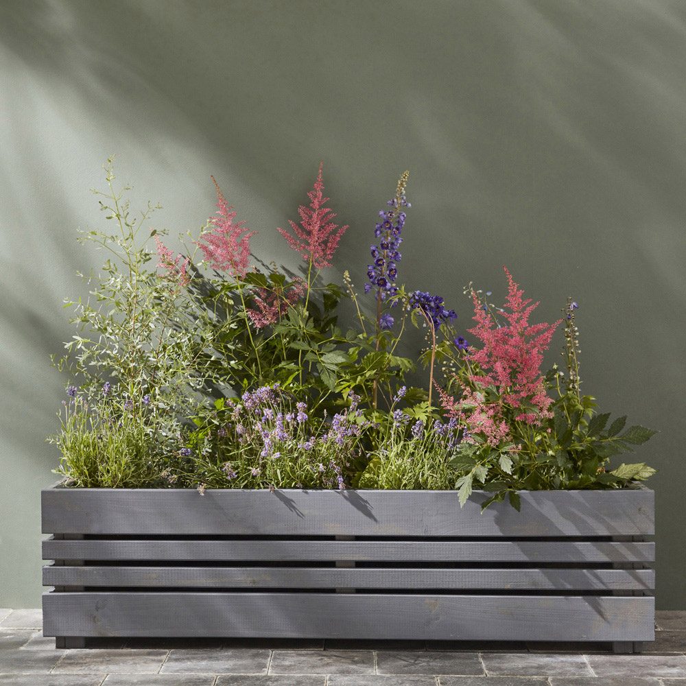 Cerland Geteborg Grey Wooden Rectangular Planter 120cm Image 2