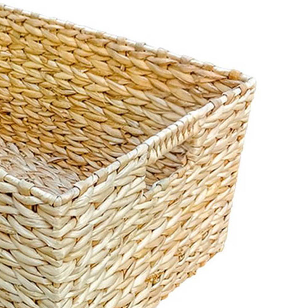 Red Hamper Small Rectangular Water Hyacinth Storage Basket Image 3