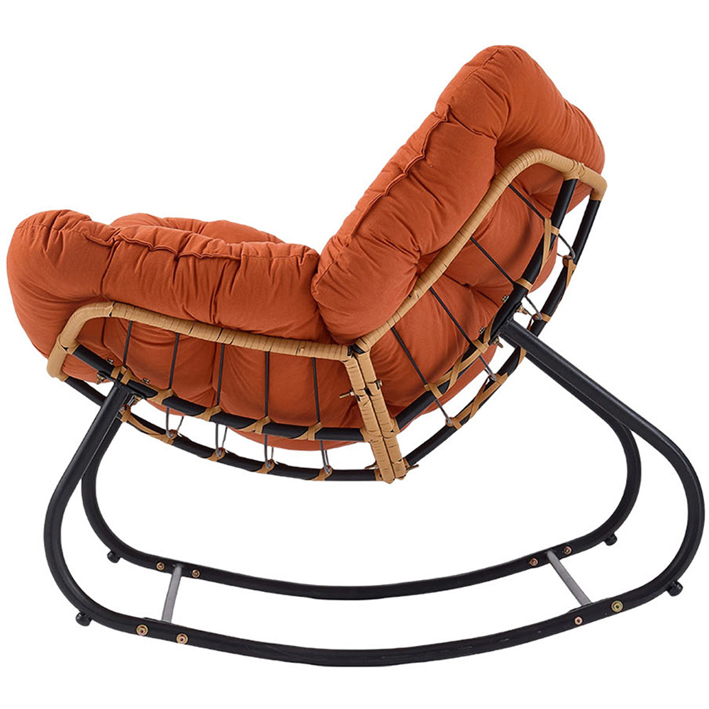 Living and Home Orange PE Rattan Rocking Chair with Cushion Image 4