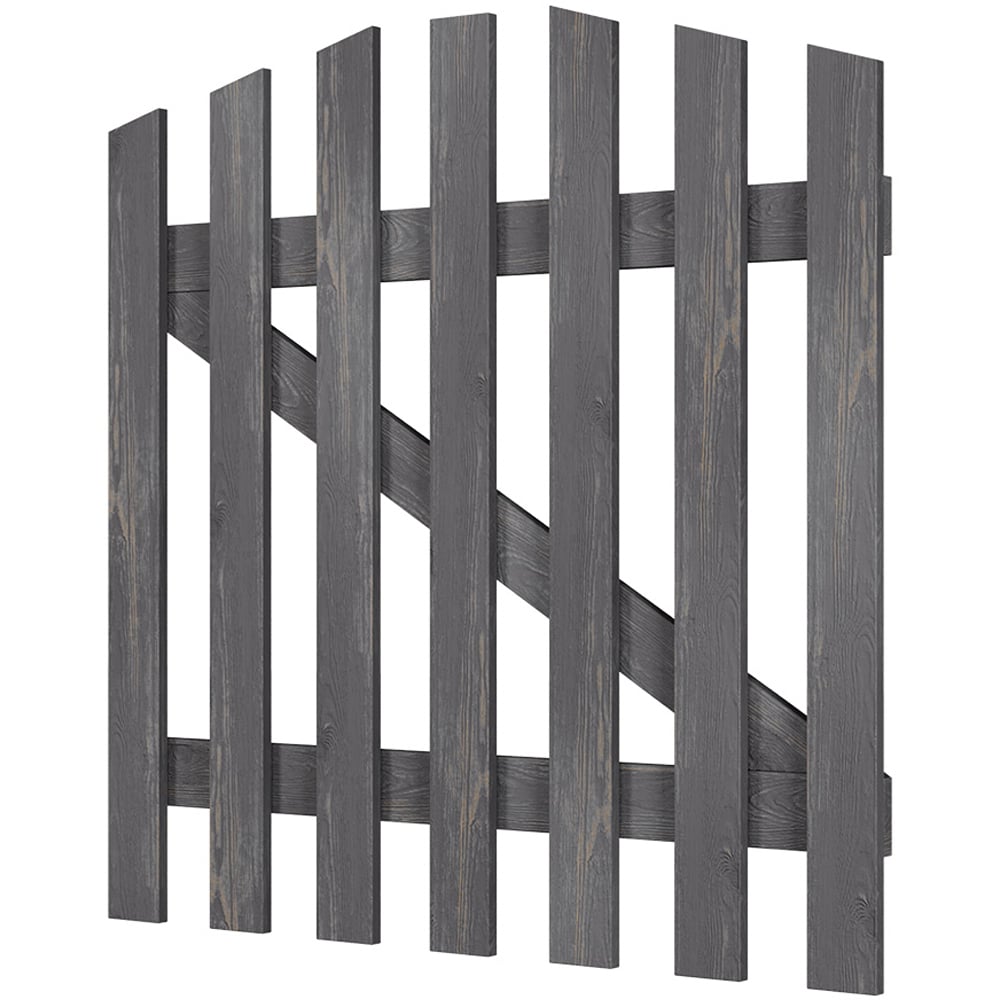 Outdoor Minimalist Grey Wooden Fence Gate, 90 x 90 x 2.5cm Image 3