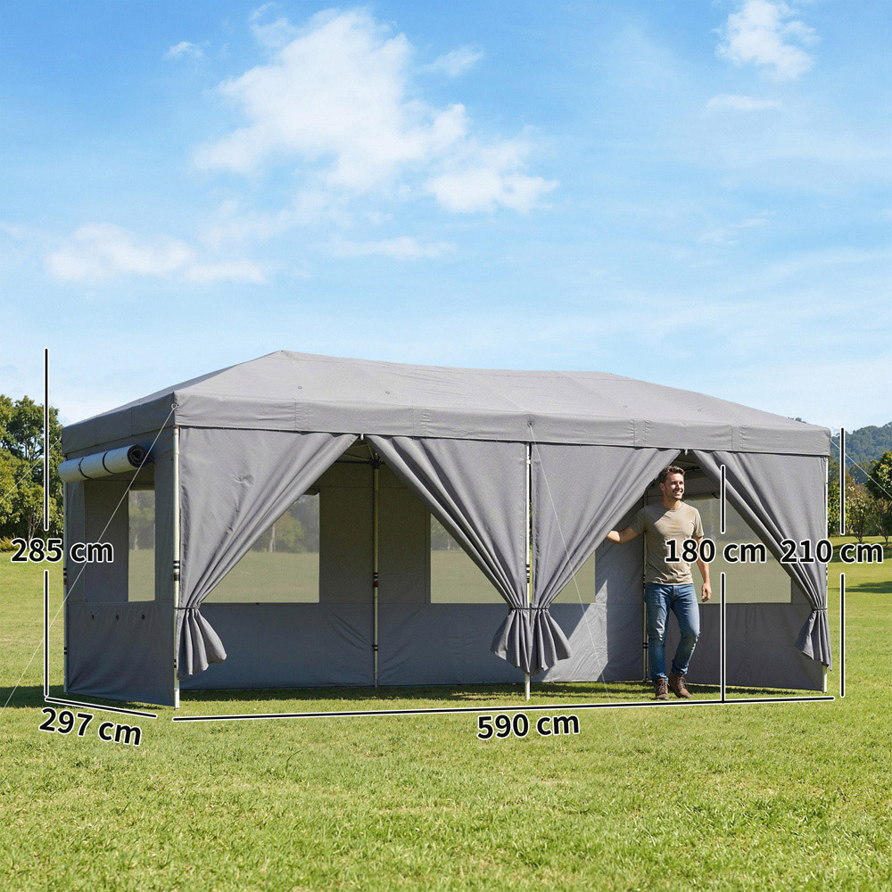 Outsunny 3 x 6m Dark Grey Pop Up Gazebo Image 8