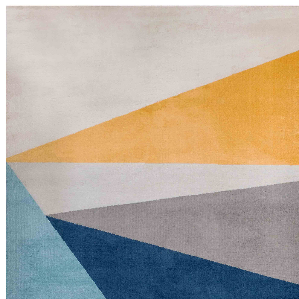 Kukoon Blue and Ochre Bold Geometric Rug 110 x 60cm Image 2