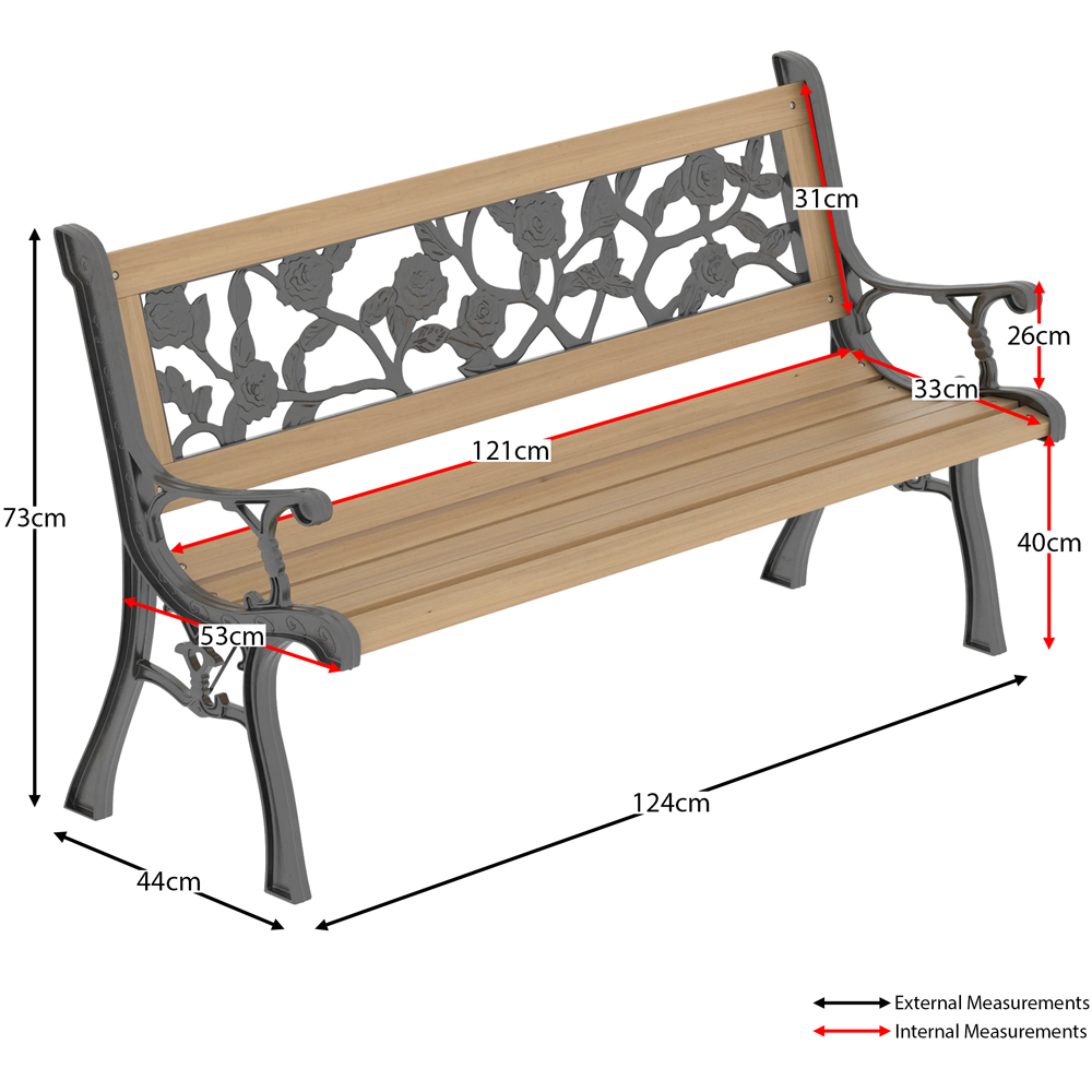 GARDEN VIDA Rose Style Garden Bench Image 9