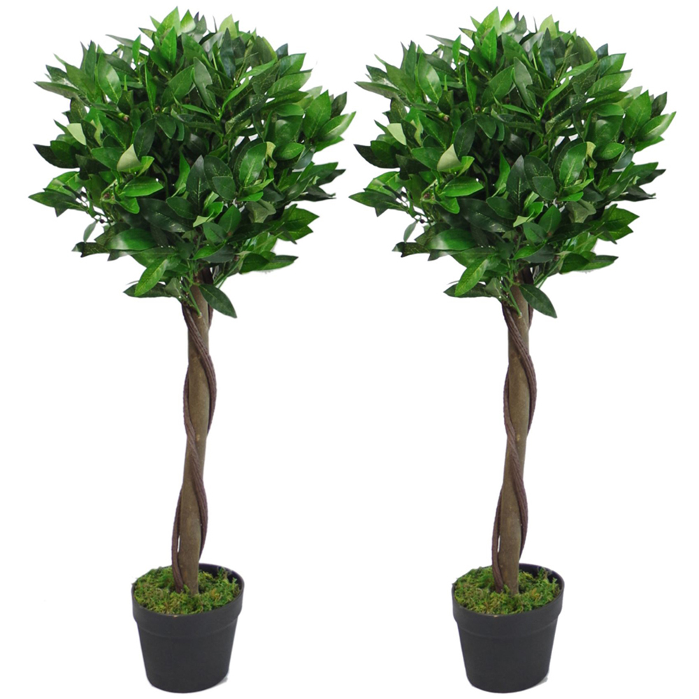 Leaf Bay Laurel Ball Artificial Tree with Twisted Stem 90cm 2 Pack Image 1