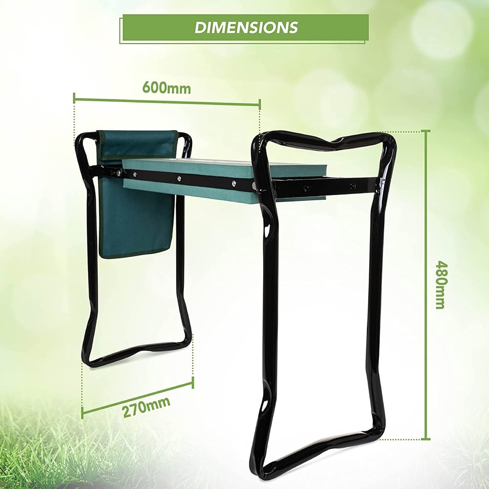 Alivio Premium 2-in-1 Foldable Lightweight Gardening Kneeler with Padded Seat and Tool Bag Pouch Image 6