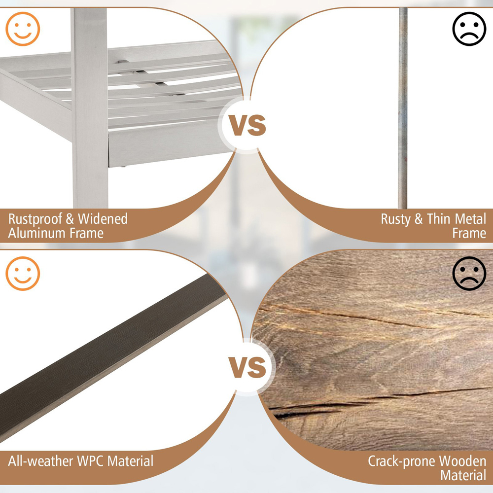 Costway Grey Patio Aluminium Outdoor Sofa Armchair Image 7