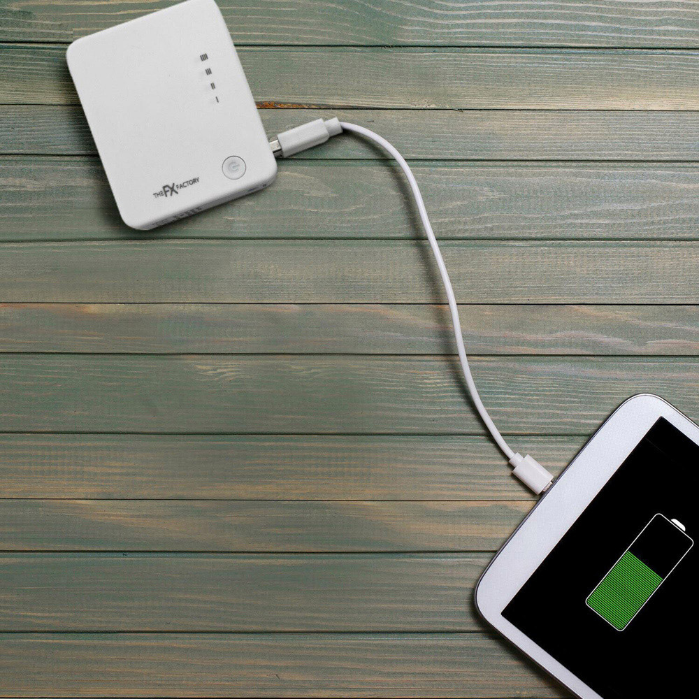 FX White All In One Travel Charger and Power Bank with Dual USB Port Image 6