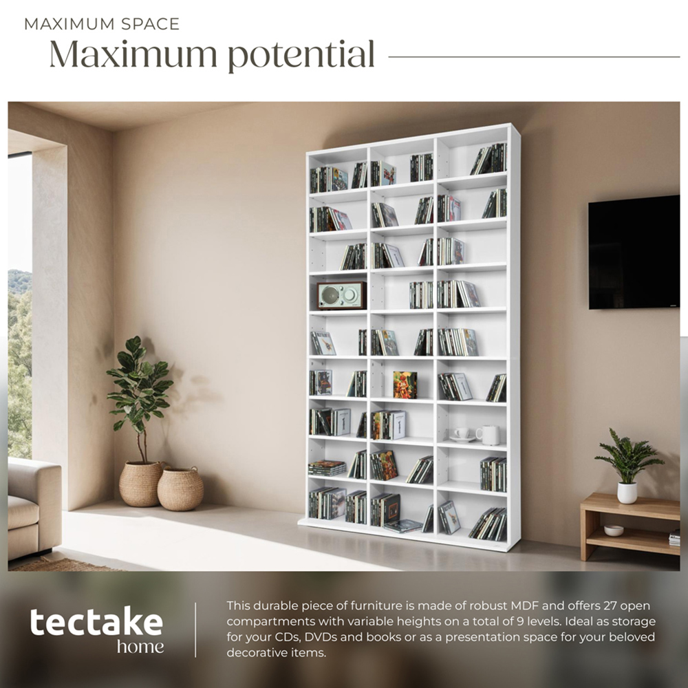 tectake Christel 27 Shelf White CD Shelf Image 4