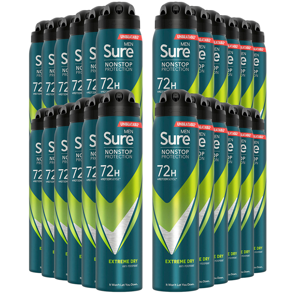 Sure Men 72H Non-Stop Protection Anti-Perspirant Extreme Dry Deodorant Spray 250ml 24 Pack Image 1