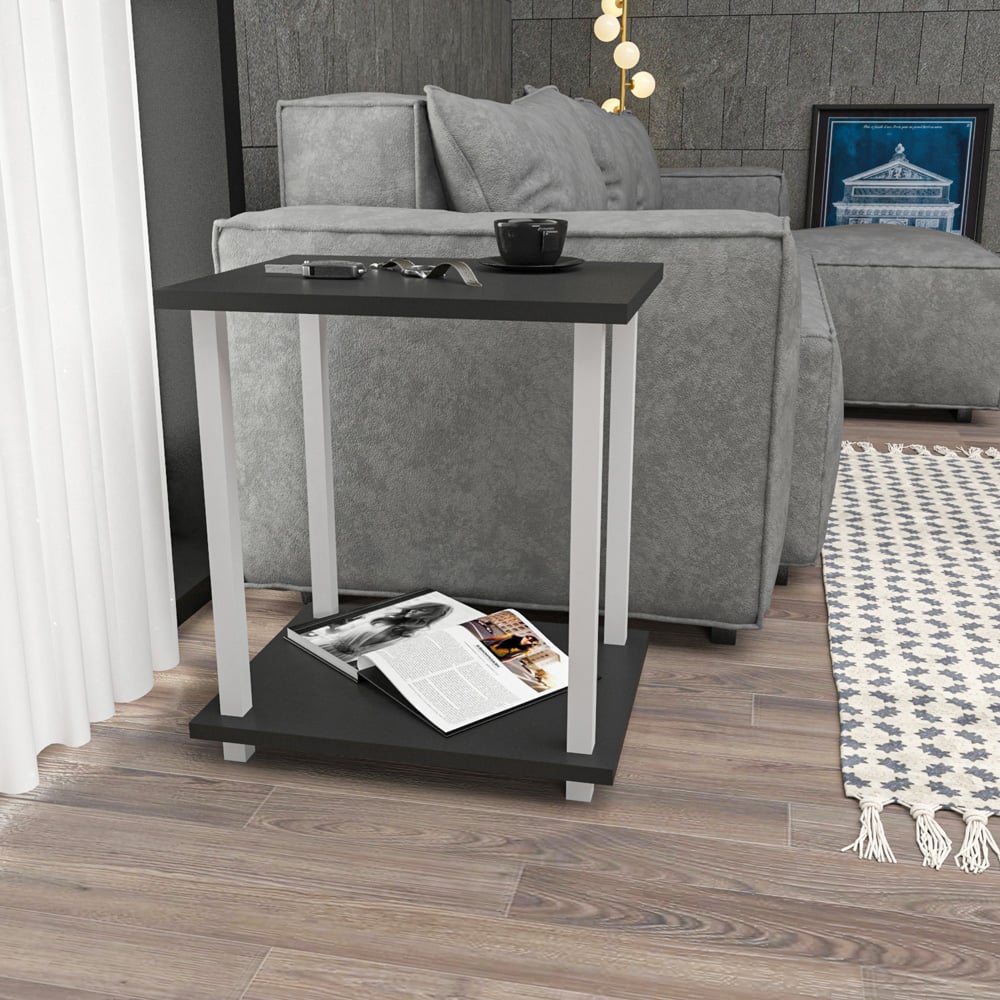 Decorotika Gurnee White and Anthracite Side Table Image 7