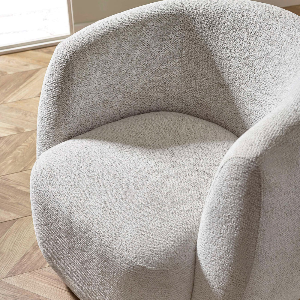 Julian Bowen Bowline Cream Chenille Barrel Design Upholstered Swivel Accent Chair Image 5