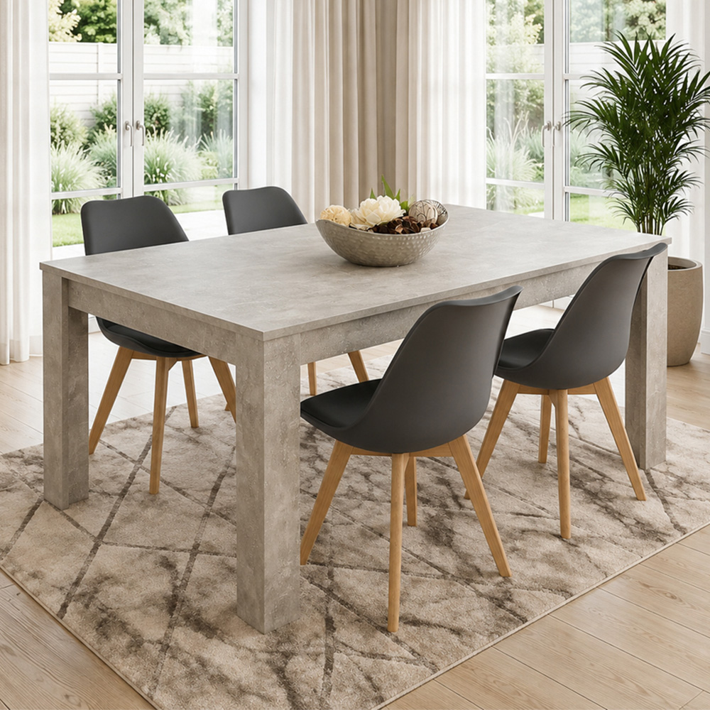 Portland Plastic Leather 4 Seater Dining Set Stone Grey and Grey Image 1