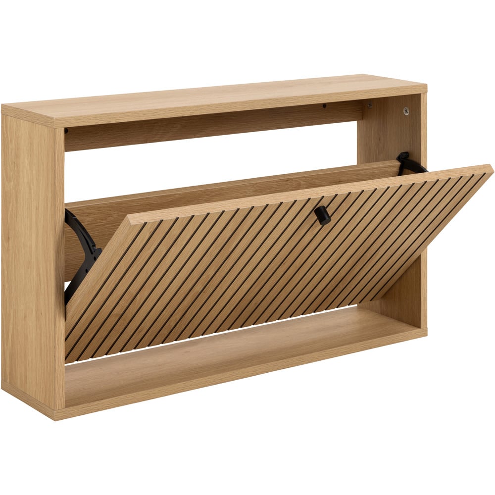 Florence Albany Single Flip Down Door Oak Shoe Cabinet Image 5