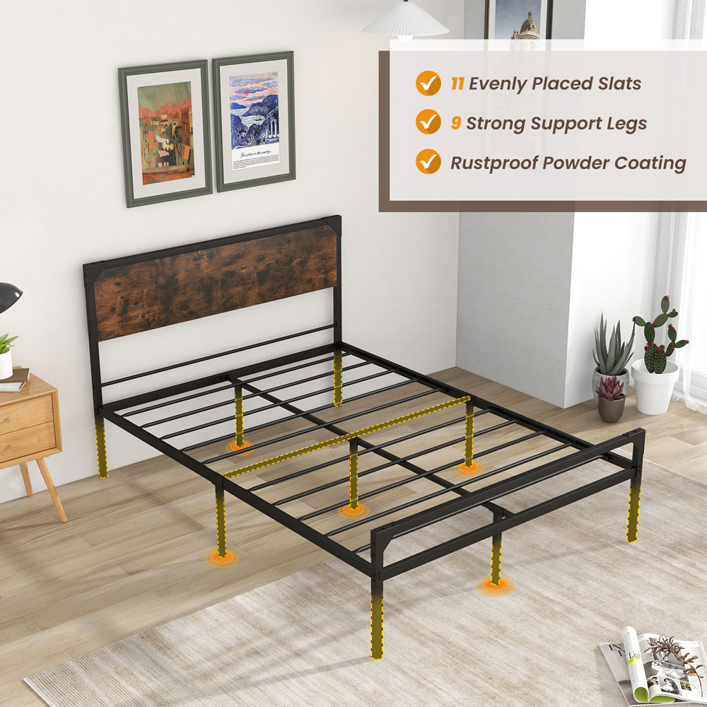 Costway Queen Metal Platform Bed Frame with 9 Support Legs Image 7
