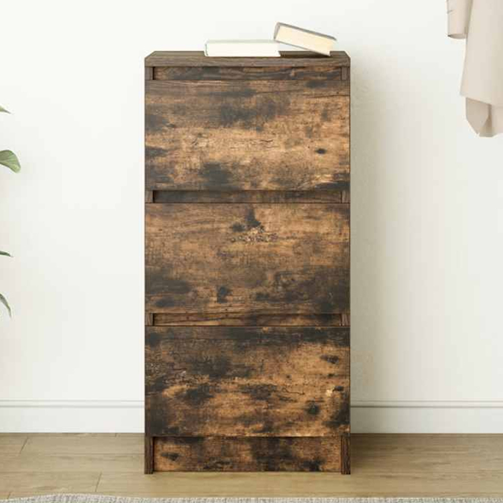 vidaXL 3 Drawer Smoked Oak Sideboard Image 1