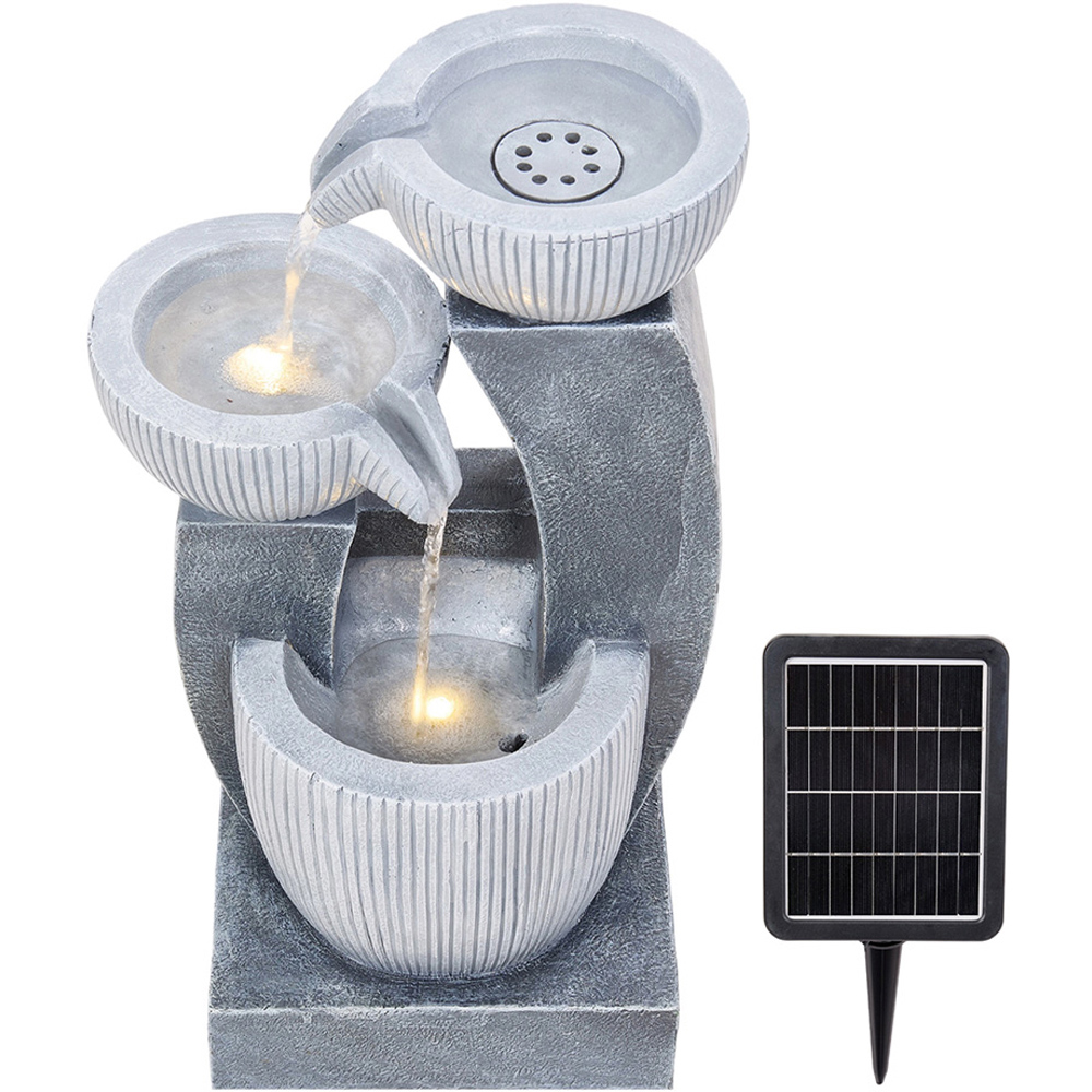Living and Home 3-Tier Stone Effect Cascading Bowl Solar LED Water Feature Image 1