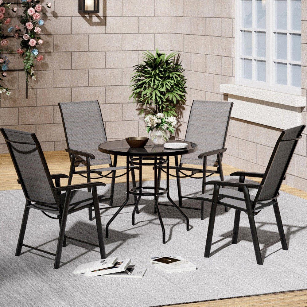 Living and Home 4 Seater Garden Dining Set Black and Grey Image 6