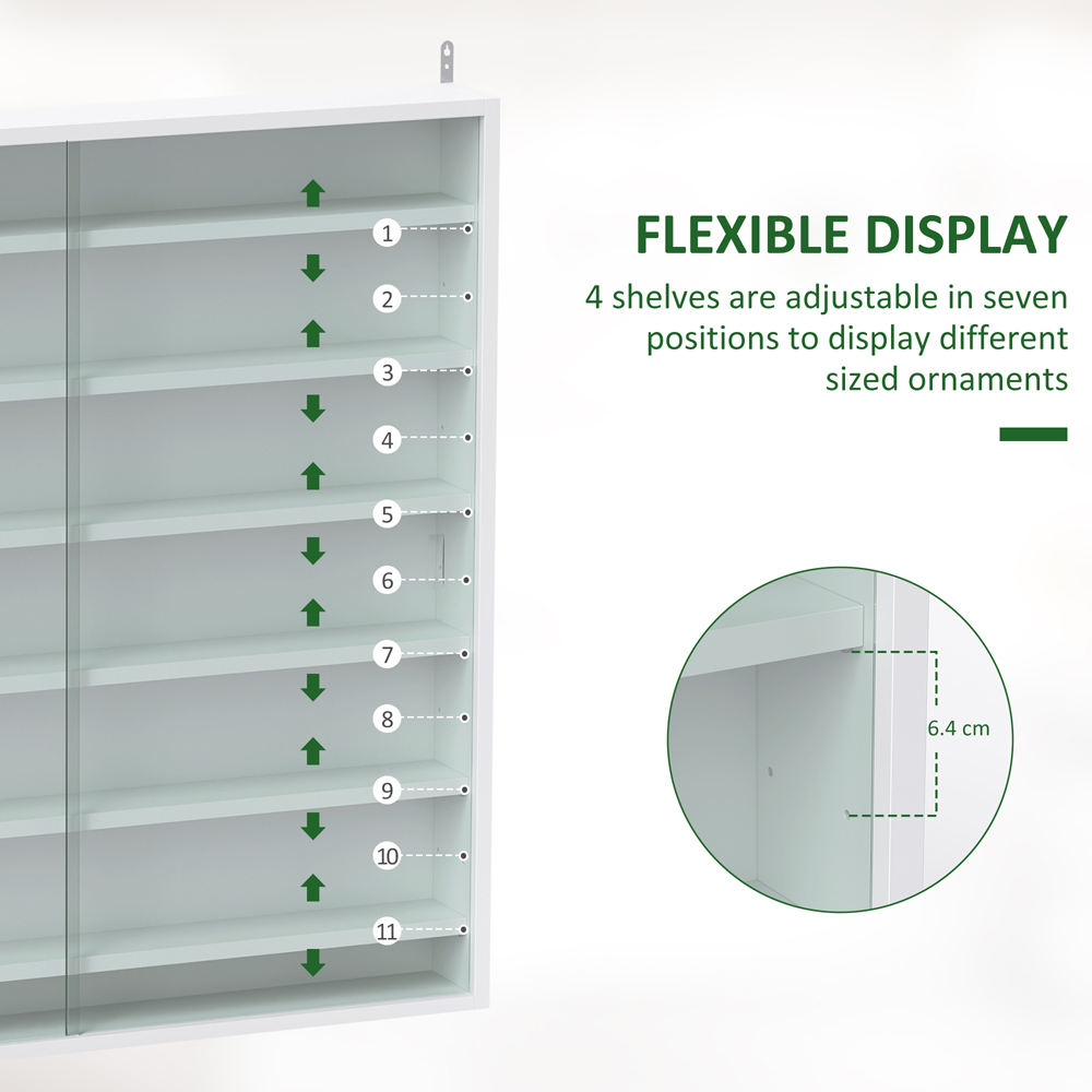 HOMCOM 7-TierWhite Wall Display Cabinet Image 7